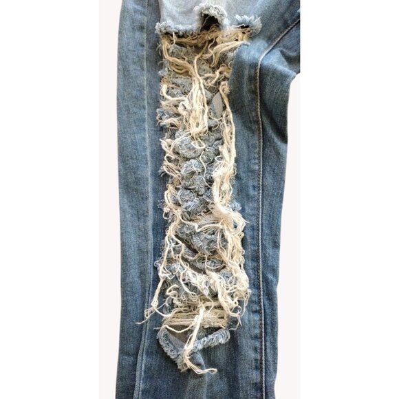 Aphrodite Jeans 9 Distressed Stretch Raw Bell Hem - Picture 13 of 14